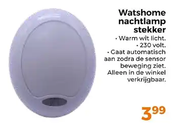 Trekpleister Watshome nachtlamp stekker aanbieding