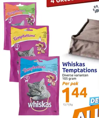 Action Whiskas Temptations aanbieding