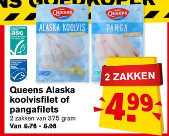 Hoogvliet Queens Alaska koolvisfilet of pangafilets aanbieding