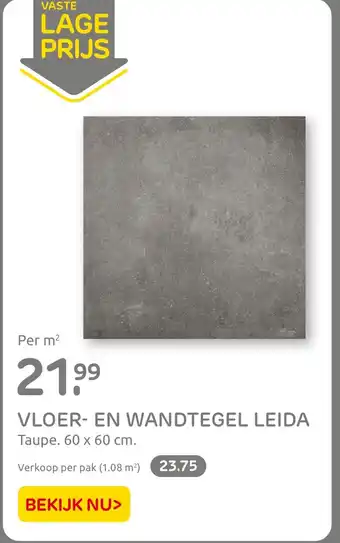 Praxis VLOER EN WANDTEGEL LEIDA Per m Taupe 60 x 60 cm aanbieding