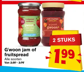 Hoogvliet G'woon jam of fruitspread aanbieding