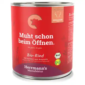 Zooplus 12x800g herrmann's menu bio rund met bio wortelen en bio amarant aanbieding