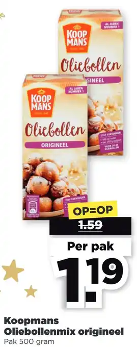 PLUS Koopmans Oliebollenmix origineel Pak 500 gram aanbieding