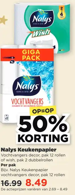 PLUS Nalys Keukenpapier per pak aanbieding