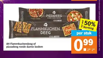 Albert Heijn AH Flammkuchendeeg of pizzadeeg ronde dunne bodem aanbieding