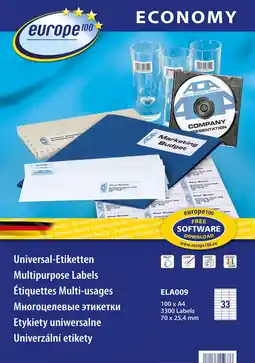 Amazon Avery zweckform europe100 ela009 universele etiketten (70 x 25,4 mm, 100 vellen/3300 etiketten), wit aanbieding