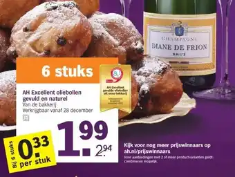 Albert Heijn Ah excellent oliebollen gevuld en naturel aanbieding