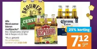 Albert Heijn Bieren multipacks* bijv. desperados original. set 6 flesjes à 0.33 liter aanbieding