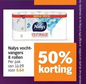 Albert Heijn Nalys vochtvangers 8 rollen per pak van 11.29 voor 5.64 aanbieding