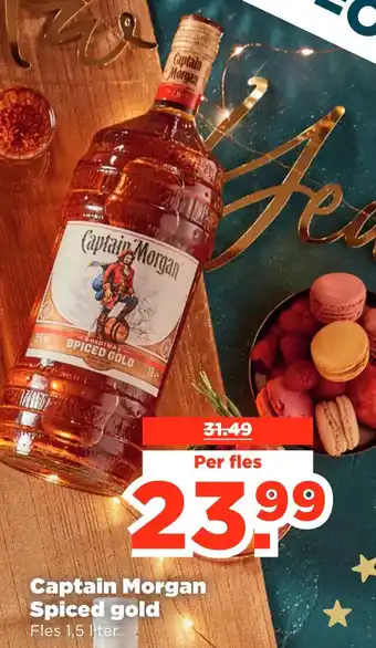 PLUS Captain Morgan Spiced gold Fles 1,5 liter aanbieding