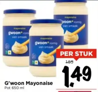 Vomar Voordeelmarkt G'woon Mayonaise Pot 650 ml aanbieding