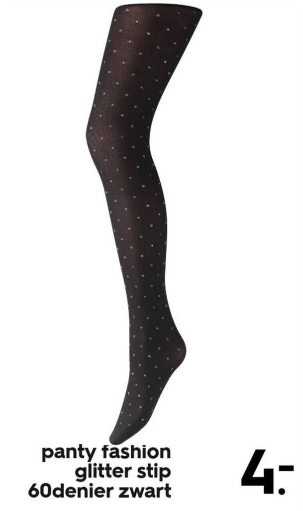 panty fashion glitter stip 60denier zwart aanbieding bij HEMA