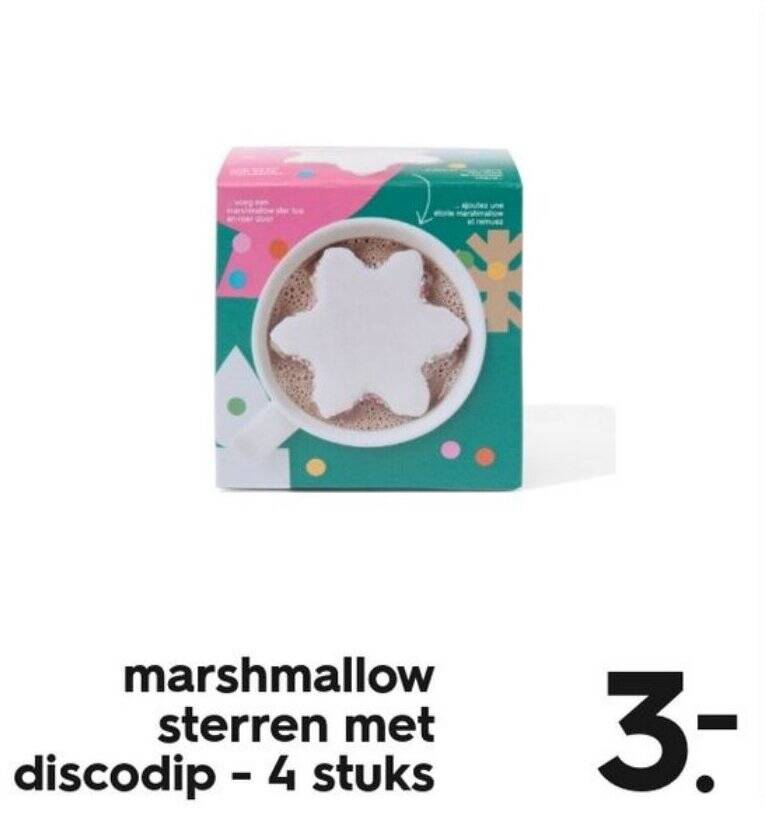 marshmallow sterren met discodip 4 stuks aanbieding bij HEMA