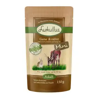 Zooplus 10 + 2 gratis! 12 x 150 g lukullus naturkost mini vershoudzakjes - wild & konijn aanbieding