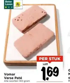 Vomar Voordeelmarkt Vomar verse paté alle soorten 140 gram aanbieding