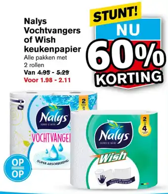 Hoogvliet Nalys Vochtvangers of Wish keukenpapier aanbieding