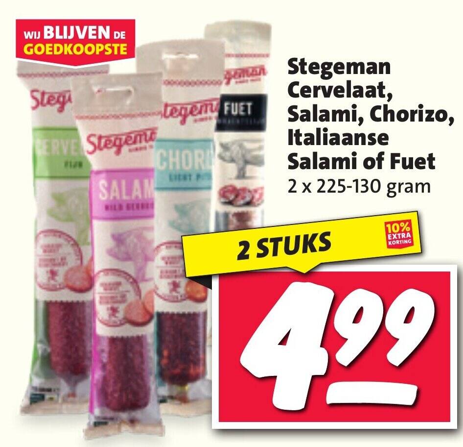 Stegeman Cervelaat, Salami, Chorizo, Italiaanse Salami of Fuet