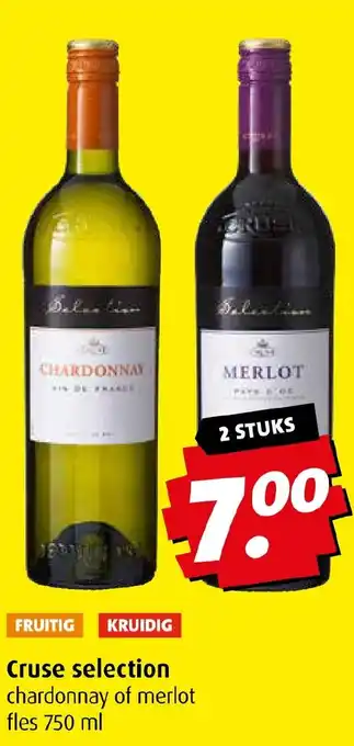 Boni Cruse selection chardonnay of merlot fles 750 ml aanbieding