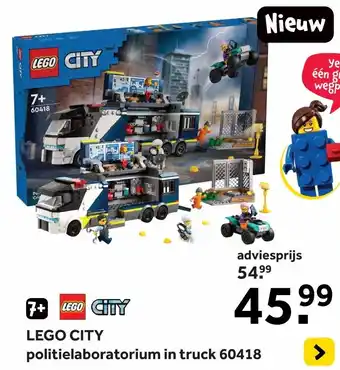 Intertoys LEGO CITY politielaboratorium in truck 60418 aanbieding