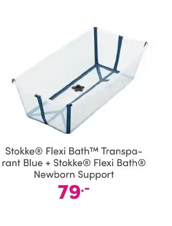 Baby & Tiener Stokke Flexi BathTM Transpa-rant Blue + Stokke Flexi Bath Newborn Support aanbieding