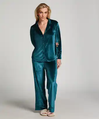 Hunkemoller Hunkemöller joggingbroek velours blauw aanbieding