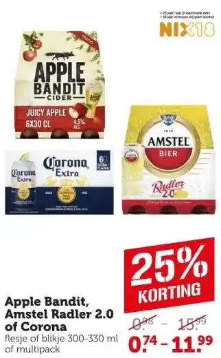 Coop Apple bandit, amstel radler 2.0 aanbieding