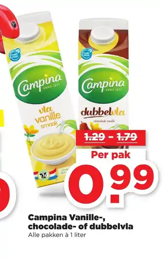 PLUS Campina Vanille-, chocolade- of dubbelvla aanbieding