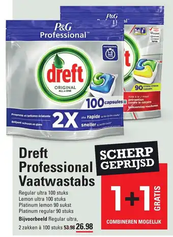 Sligro Dreft Professional vaatwastabs 2*100st aanbieding