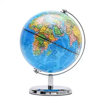 Amazon Exerz 20cm globe - educatieve/geografische/moderne desktopdecoratie - rvs boog en voet - voor school, thuis en op kantoor (20 aanbieding