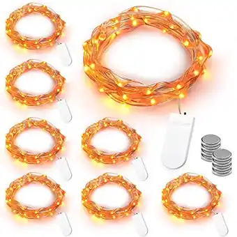 Amazon Brizlabs oranje halloween lichtslingers, 8 stuks 2m 20 led herfst kerstverlichting micro batterij zilverdraad binnen ster ver aanbieding