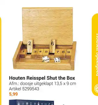 Lobbes Houten reisspel shut the box aanbieding