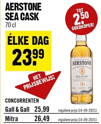 Dirck 3 Aerstone Sea Cask malt whisky 700ml aanbieding