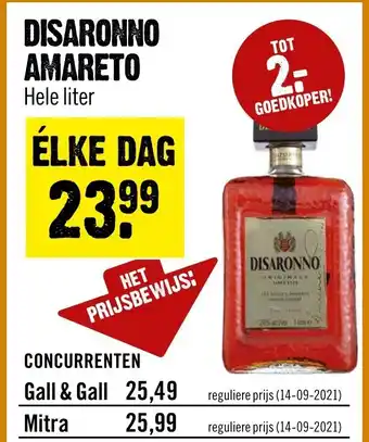 Dirck 3 Disaronno Amaretto 1L aanbieding