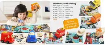 Lobbes Houten puzzel met voertuig aanbieding