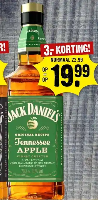 Dirck 3 Jack Daniel's Tennessee Apple Whiskey 700ml aanbieding