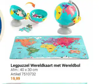 Lobbes Legpuzzel wereldkaart met wereldbol aanbieding