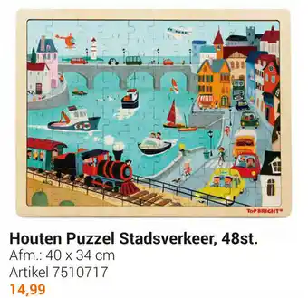 Lobbes Houten puzzel stadsverkeer, 48st aanbieding