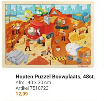 Lobbes Houten puzzel bouwplaats, 48st aanbieding