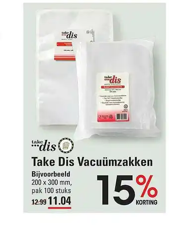 Sligro Take Dis Vacuümzakken 200 x 300 mm aanbieding