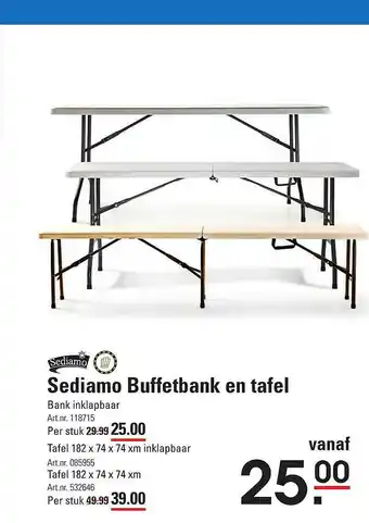 Sligro Sediamo Buffetbank en tafel aanbieding