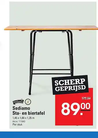 Sligro Sediamo Sta- en biertafel 1,45 x 1,60 x 1,35 m aanbieding