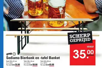 Sligro Sediamo Bierbank en -tafel Banket 220 x 27 cm aanbieding