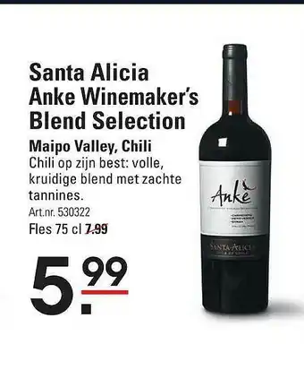 Sligro Santa Alicia Anke Winemaker's Blend Selection 75 cl aanbieding