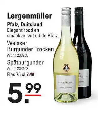 Sligro Lergenmüller 75 cl aanbieding