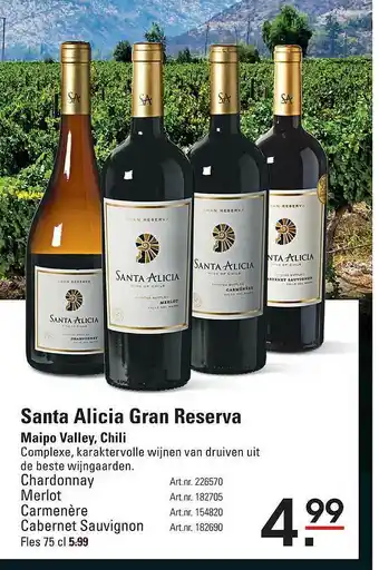 Sligro Santa Alicia Gran Reserva 75 cl aanbieding