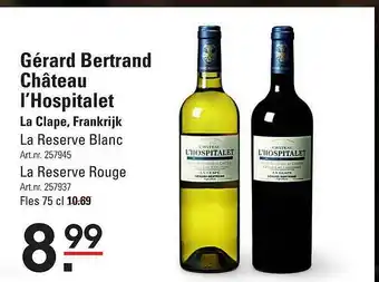 Sligro Gérard Bertrand Château l'Hospitalet 75 cl aanbieding