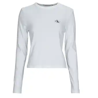 Spartoo T-shirt lange mouw calvin klein jeans woven label rib long sleeve aanbieding