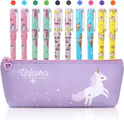 Amazon Offcup unicorn-pennenset, unicorn-etui met 10 unicorn-gelpennen, unicorn-cadeaus voor meisjes en jongens, unicorn-briefpapier aanbieding