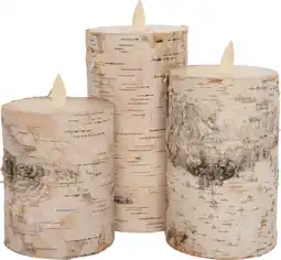 Intratuin Anna's collection led stompkaars berkenhout structuur wit d 7,5 h 10 / 12,5 / 15 cm 3 stuks aanbieding