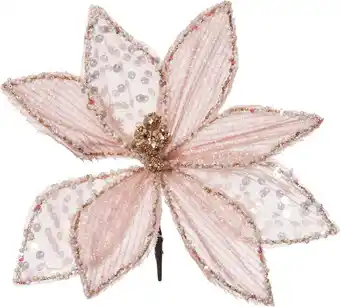 Intratuin Intratuin kerstbloem magnolia glitter roze d 20 h 20 cm aanbieding